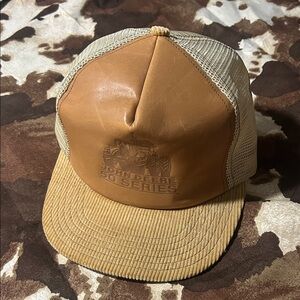 Vintage John Deere Tan and Brown Mesh/Corduroy Cap